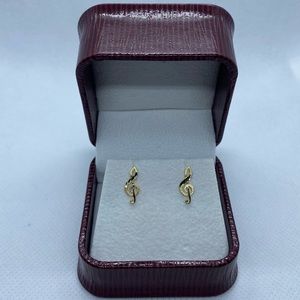 14k music note stud earrings